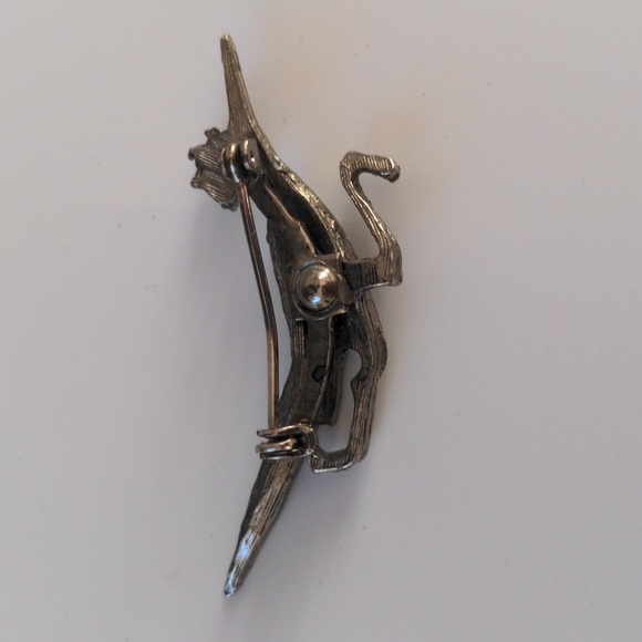 Vintage Roadrunner Bird Brooch  Turquoise Cabochons Southwestern Costume Jewelry - Picture 2 of 4